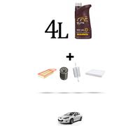 HOFFCAR Kit tagliando 4 FILTRI e 4L OLIO per Peugeot 407 2.2 16v 120kw dal 2005