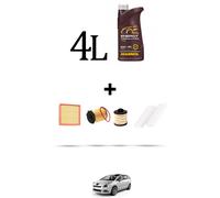 HOFFCAR Kit tagliando 4 FILTRI e 4L OLIO per Peugeot 5008 1.6 HDI 88kw dal 2014