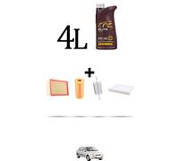 HOFFCAR Kit tagliando 4 FILTRI e 4L OLIO per Renault Thalia 1.2 16v 55kw Dal 200