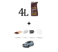 HOFFCAR Kit tagliando 4 FILTRI e 4L OLIO per Skoda Roomster 1.4 16v 63kw Dal 200
