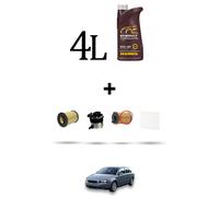 HOFFCAR Kit tagliando 4 FILTRI e 4L OLIO per Volvo S40 II 1.6 Diesel 80Kw dal 20