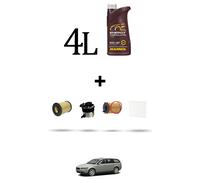 HOFFCAR Kit tagliando 4 FILTRI e 4L OLIO per Volvo V50 1.6 D2 Diesel 80kw Dal 2
