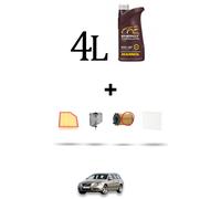 HOFFCAR Kit tagliando 4 FILTRI e 4L OLIO per Volvo V70 III 1.6 D2 84kw Dal 2011