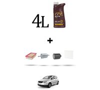 HOFFCAR Kit tagliando 4 FILTRI e 4L OLIO per Vw Fox (5Z1) 1.4 55kw Dal 2005