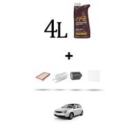 HOFFCAR Kit tagliando 4 FILTRI e 4L OLIO per Vw POLO IV (9N) 1.4 16v 55kw Dal 20