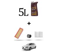 HOFFCAR Kit tagliando 4 FILTRI e 5L OLIO per Alfa Romeo 147 (937) 2.0 16v Twin S