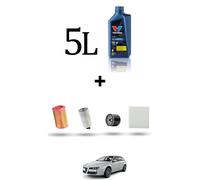 HOFFCAR Kit tagliando 4 FILTRI e 5L OLIO per Alfa Romeo 156 (932) 1.9 jtd 76kw D