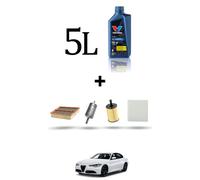 HOFFCAR Kit tagliando 4 FILTRI e 5L OLIO per Alfa Romeo Giulia (952) 2.9 GTA 397