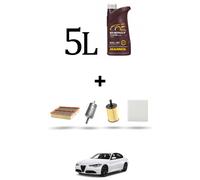 HOFFCAR Kit tagliando 4 FILTRI e 5L OLIO per Alfa Romeo Giulia (952) 2.9 GTA 397