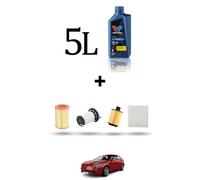 HOFFCAR Kit tagliando 4 FILTRI e 5L OLIO per Alfa Romeo Giulietta (940) 1.6 JTDm