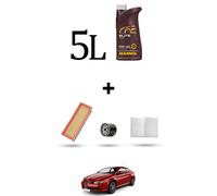 HOFFCAR Kit tagliando 4 FILTRI e 5L OLIO per Alfa Romeo GT 1.8 16V TS 103kw dal