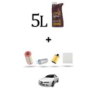 HOFFCAR Kit tagliando 4 FILTRI e 5L OLIO per Alfa Romeo Spider (939) 2.0 jtdm 1