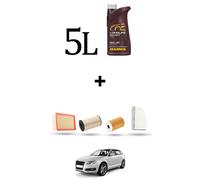 HOFFCAR Kit tagliando 4 FILTRI e 5L OLIO per Audi A3 II (8P1,8PA) 1.6 tdi 77kw d