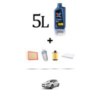 HOFFCAR Kit tagliando 4 FILTRI e 5L OLIO per Fiat Bravo II 2.0 MJT 121kw dal 200
