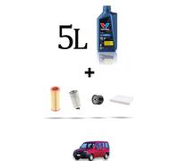 HOFFCAR Kit tagliando 4 FILTRI e 5L OLIO per Fiat Doblo 1.9 JTD 77kw dal 2003