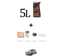 HOFFCAR Kit tagliando 4 FILTRI e 5L OLIO per Fiat Stilo 1.9 JTD 103kw dal 2003 a