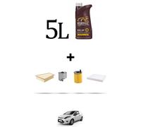 HOFFCAR Kit tagliando 4 FILTRI e 5L OLIO per Ford Fiesta VI 1.6 tdci 55kw dal 20