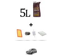 HOFFCAR Kit tagliando 4 FILTRI e 5L OLIO per Ford Focus 1.8i 16v 85kw dal 1998 a