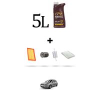 HOFFCAR Kit tagliando 4 FILTRI e 5L OLIO per Ford Focus 2.0i RS 158kw dal 2002 a