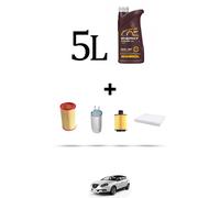 HOFFCAR Kit tagliando 4 FILTRI e 5L OLIO per Lancia Delta III (844) 1.9 TwinTurb