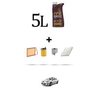 HOFFCAR Kit tagliando 4 FILTRI e 5L OLIO per Peugeot 408 1.6 HDI 84kw dal 2016