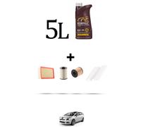 HOFFCAR Kit tagliando 4 FILTRI e 5L OLIO per Peugeot 5008 2.0 HDI 110kw dal 2009