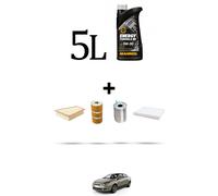 HOFFCAR Kit tagliando 4 FILTRI e 5L OLIO per Renault Fluence 1.6 dci 96kw Dal 20