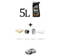 HOFFCAR Kit tagliando 4 FILTRI e 5L OLIO per Renault Megane CC 1.9 Dci 96kw Dal