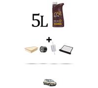 HOFFCAR Kit tagliando 4 FILTRI e 5L OLIO per Renault Megane II 1.6 16v 83kw Dal
