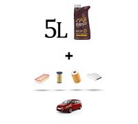 HOFFCAR Kit tagliando 4 FILTRI e 5L OLIO per Seat Alhambra II (710 ,711) 2.0 TDI