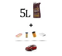 HOFFCAR Kit tagliando 4 FILTRI e 5L OLIO per Seat Alhambra II (710 ,711) 2.0 TDI