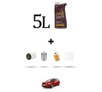 HOFFCAR Kit tagliando 4 FILTRI e 5L OLIO per Seat Ibiza IV 1.6 TDI 66kw dal 2009