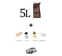 HOFFCAR Kit tagliando 4 FILTRI e 5L OLIO per Seat Leon II (1P1) 2.0 TDI 103kw da