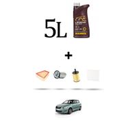 HOFFCAR Kit tagliando 4 FILTRI e 5L OLIO per Skoda Fabia II (545,542) 1.9 TDI 77