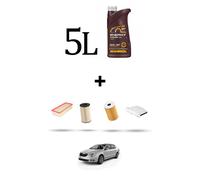 HOFFCAR Kit tagliando 4 FILTRI e 5L OLIO per Skoda Superb II (3T) 1.6 Tdi 77kw D