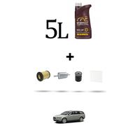 HOFFCAR Kit tagliando 4 FILTRI e 5L OLIO per Volvo V50 1.8 flexiFuel 92Kw dal 20