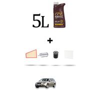 HOFFCAR Kit tagliando 4 FILTRI e 5L OLIO per Volvo V70 III 2.0 107Kw dal 2007 al