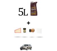 HOFFCAR Kit tagliando 4 FILTRI e 5L OLIO per Volvo V70 III 2.0 D 100kw Dal 2007