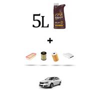 HOFFCAR Kit tagliando 4 FILTRI e 5L OLIO per Vw JETTA III (1k2) 2.0 TDI 100kw Da