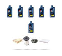 HOFFCAR Kit tagliando 4 FILTRI e 6L OLIO compatibile con Ford Mondeo IV 1.8 Tdci 74kw 2007
