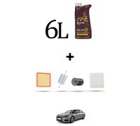 HOFFCAR Kit tagliando 4 FILTRI e 6L OLIO per Audi A6 (C5) 2.7 v6 184kw dal 2001