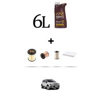 HOFFCAR Kit tagliando 4 FILTRI e 6L OLIO per Ford Kuga 2.0 Tdci 103kw dal 2010