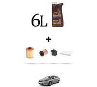 HOFFCAR Kit tagliando 4 FILTRI e 6L OLIO per Ford Mondeo IV 2.2 Tdci 147kw dal 2