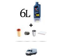 HOFFCAR Kit tagliando 4 FILTRI e 6L OLIO per Iveco daily III 29-10 2.3 Turbo die