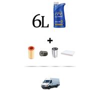 HOFFCAR Kit tagliando 4 FILTRI e 6L OLIO per Iveco Daily III 29-12 2.3 Turbo Die