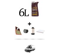 HOFFCAR Kit tagliando 4 FILTRI e 6L OLIO per Iveco Daily IV 35C 13 2.3 HPT 93kw