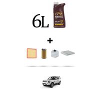 HOFFCAR Kit tagliando 4 FILTRI e 6L OLIO per Land Rover Discovery 3 (LR3) 2.7 TD