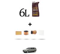 HOFFCAR Kit tagliando 4 FILTRI e 6L OLIO per Volvo V50 2.0 D4 (545) 96kw Dal 200