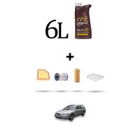 HOFFCAR Kit tagliando 4 FILTRI e 6L OLIO per Volvo V70 II 2.4 D 96Kw dal 2001 al