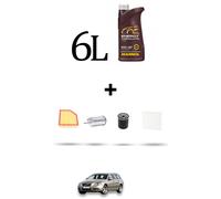 HOFFCAR Kit tagliando 4 FILTRI e 6L OLIO per Volvo V70 III 2.0 T 149Kw dal 2010